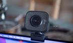 Logitech StreaCam on top of a laptop, facing the camera