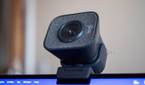 Logitech StreamCam facing up while attached to laptop