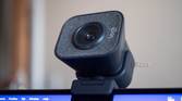 Logitech StreamCam facing up while attached to laptop