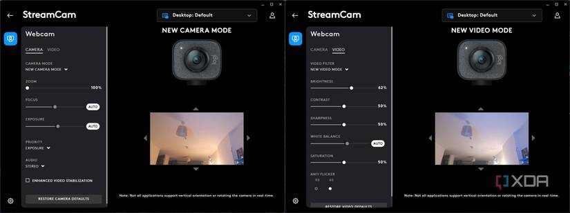 Logitech G Hub application showing picture and video modes