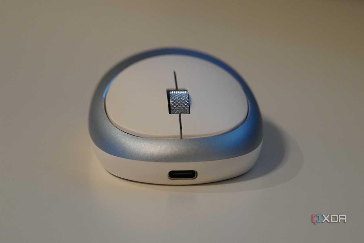The USB-C port of an M1 mouse.