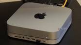 A Mac Mini with a Satechi dock connected.