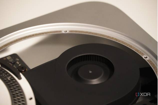 The internals of the Mac Mini, showing empty space.