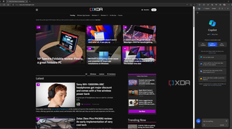 Screenshot of Microsoft Edge displaying the XDA homepage with the Copilot sidebar enabled