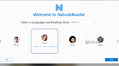 Natural reader showing the selection of voices on installation