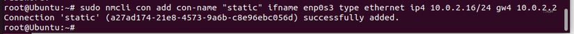 Adding a static connection in nmcli 