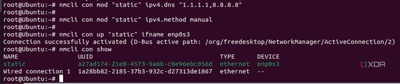 Enabling DNS, static DHCP, and enabling a static IP in Ubuntu via the command line