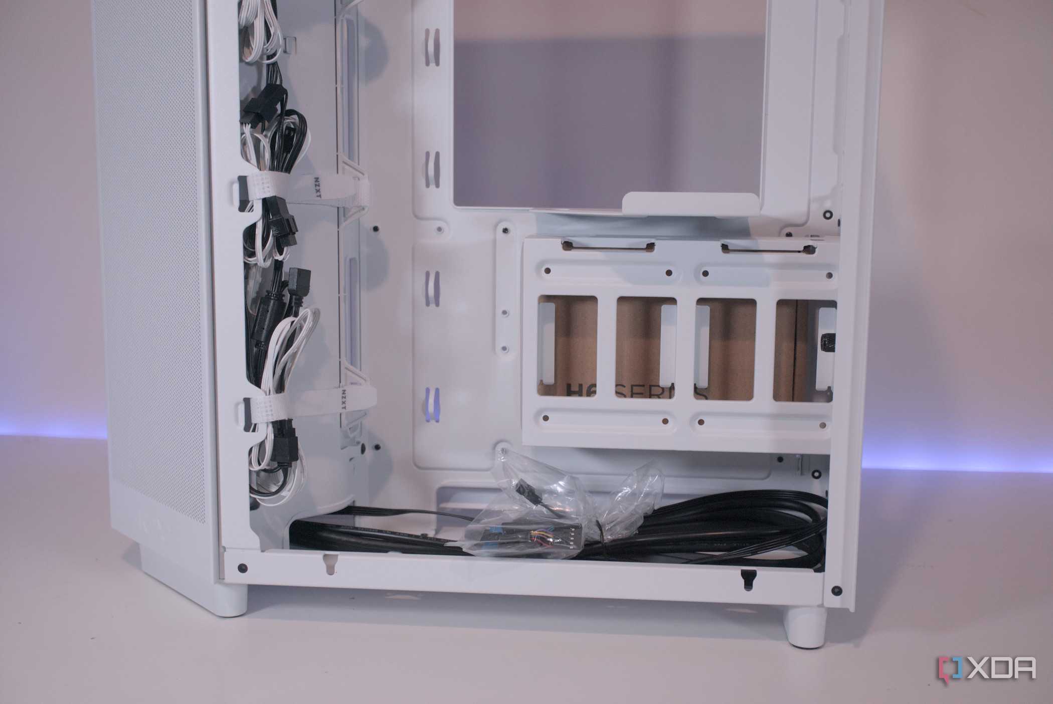 Behind the NZXT H6 Flow RGB's motherboard tray