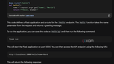 Bard PaLM giving code for creating a Basic API handler in Flask