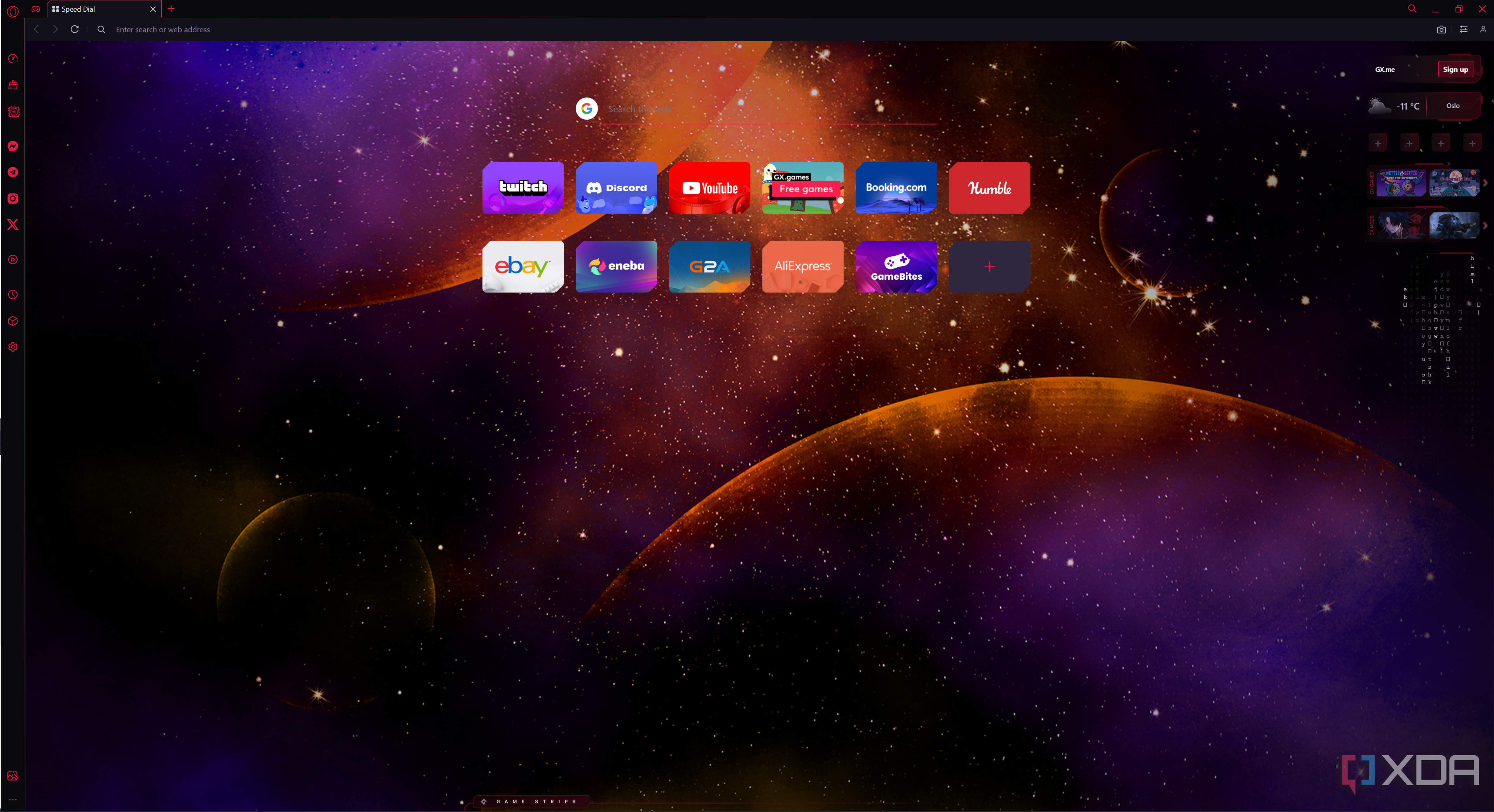 Screenshot of the Opera GX homepage