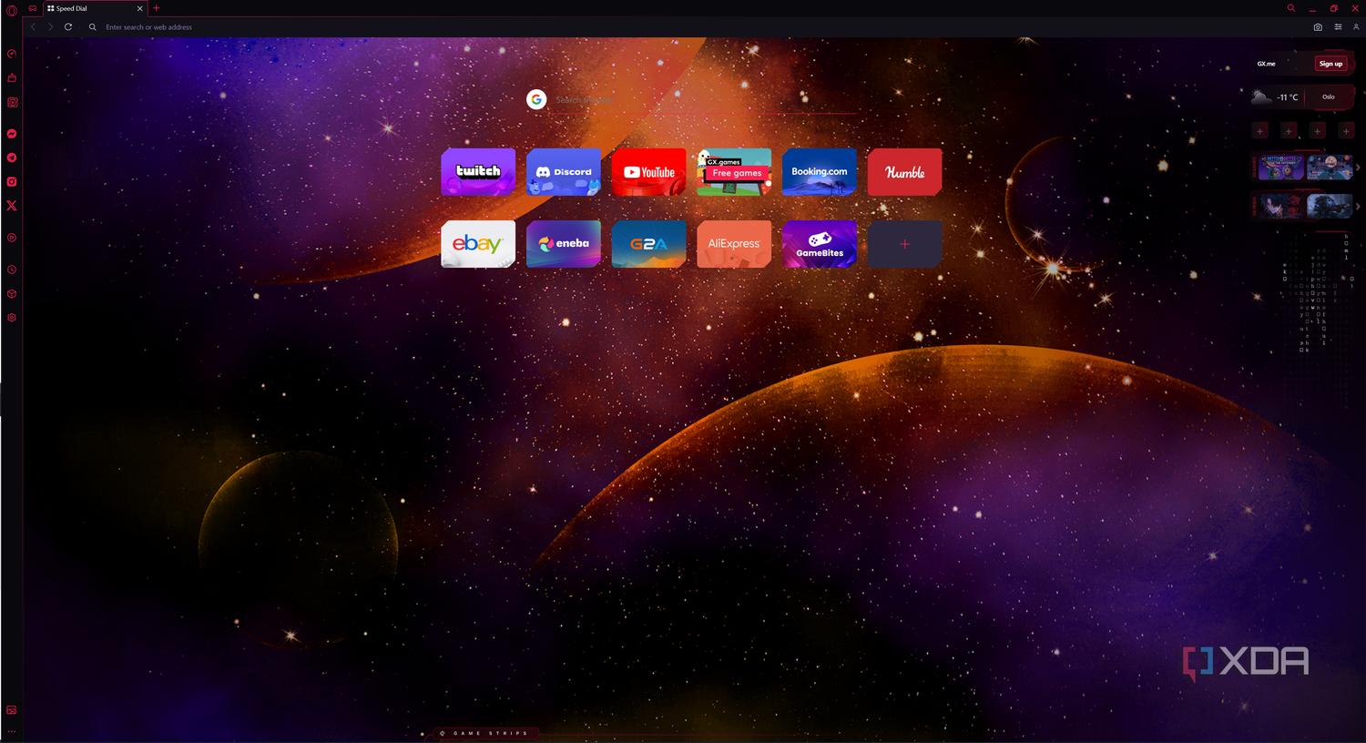 Screenshot of the Opera GX homepage