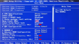 Adjusted CPU and DRAM frequencies in the BIOS overclocking settings, with new values entered.