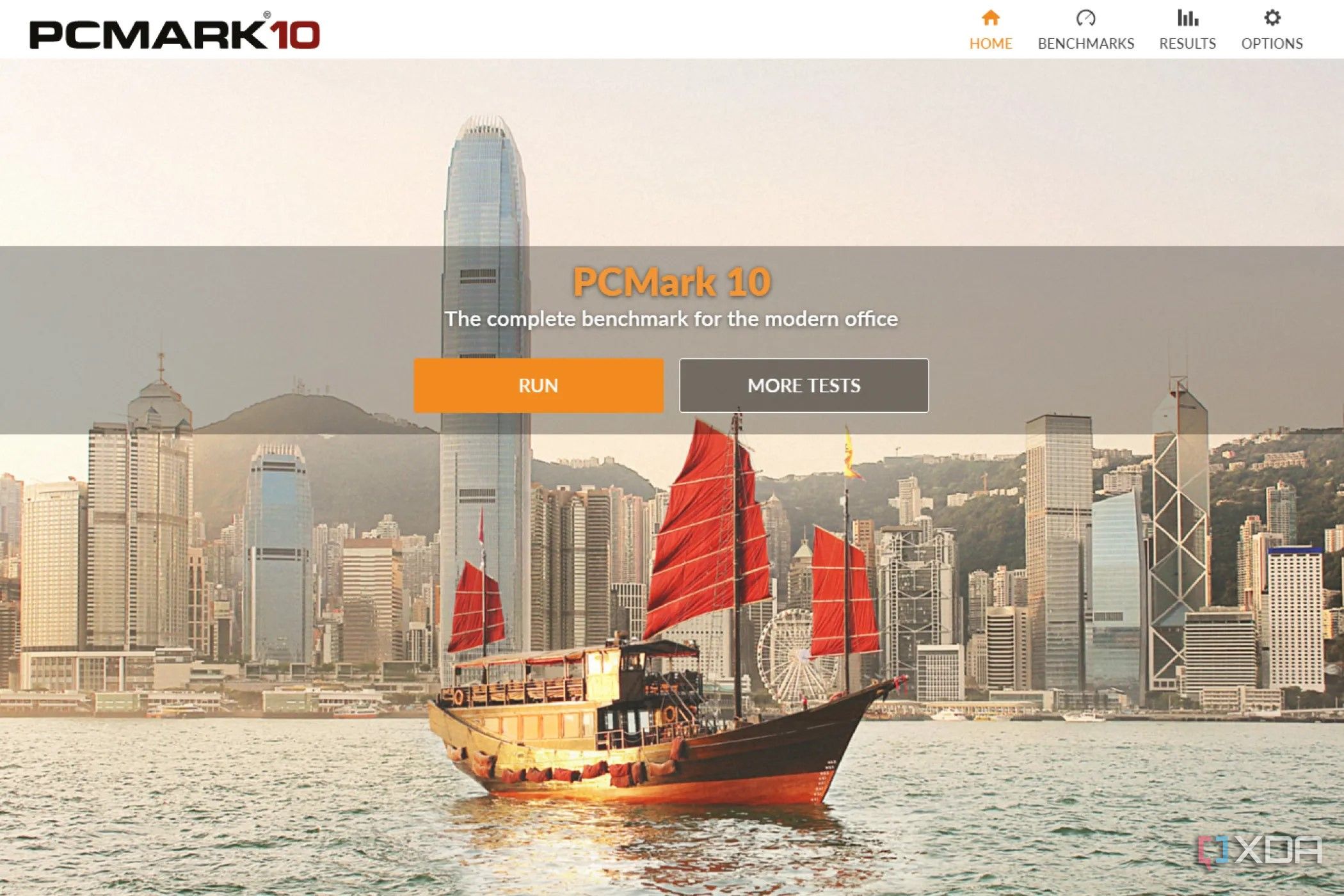 The home screen on PCMark 10.
