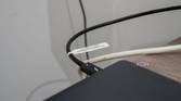Close-up view of the THunderbolt 4 cable included with the Plugable TBT4-UDX1