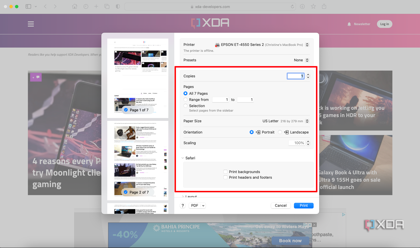 How to print from a Mac