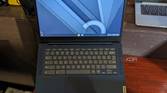 A phot of the IdeaPad Slim 3 Chromebook from the front showing the keyboard