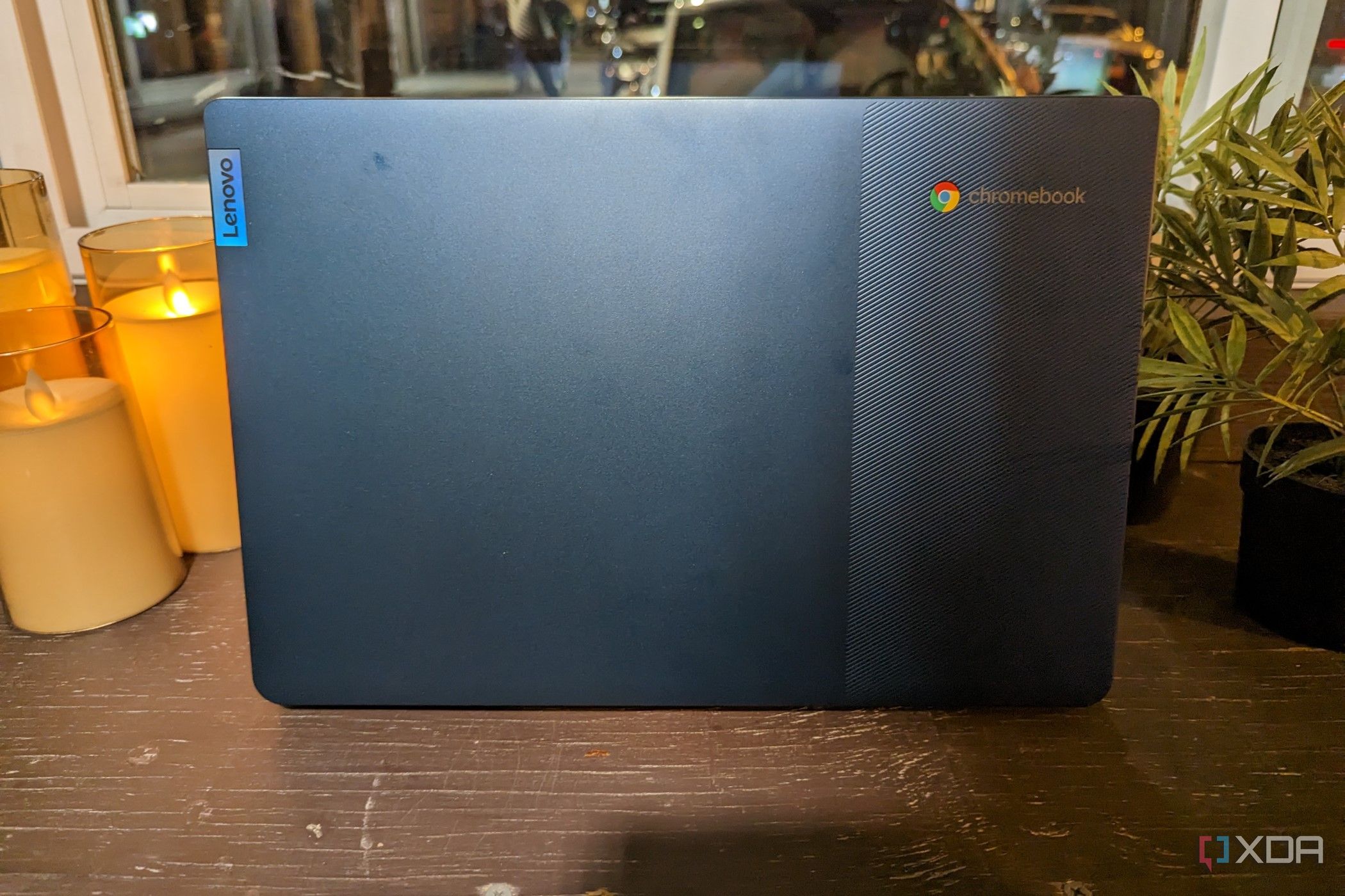 A back profile view of the Lenovo IdeaPad Slim 3 Chromebook