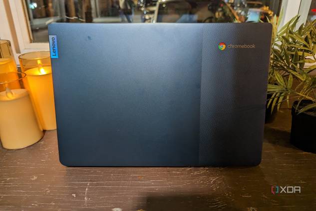 A back profile view of the Lenovo IdeaPad Slim 3 Chromebook