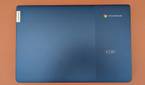 A top-angled photo of the top lid on the Lenovo IdeaPad Slim 3 Chromebook