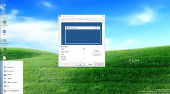 ReactOS desktop with the Mizu theme