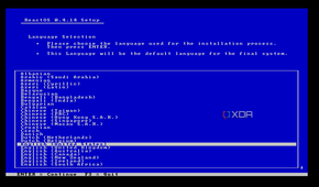ReactOS Setup language selection