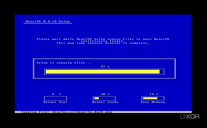 ReactOS Setup copying files