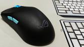 An image showing the ROG Logo on Harpe Ace Aim Lab Edition gaming mouse's palm rest area.