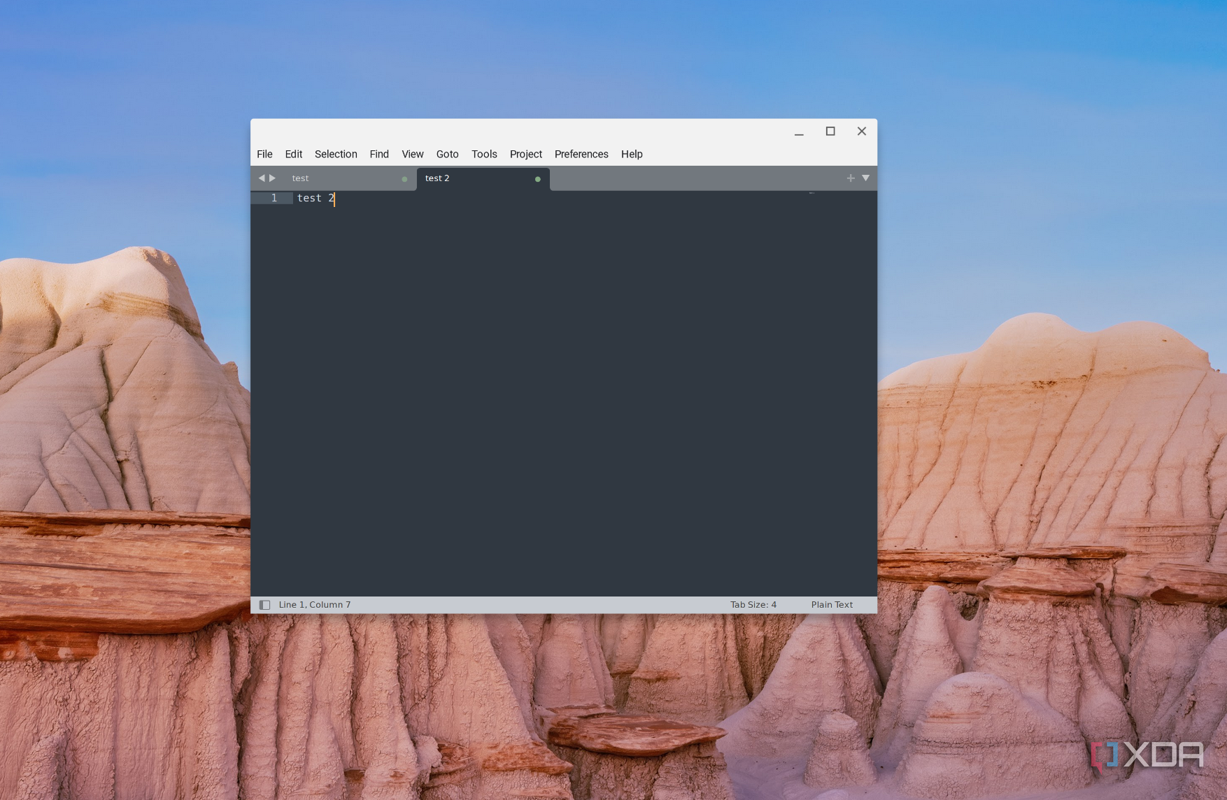 A screenshot of the Subline text editor running on ChromeOS showing multiple tabs open in the app with empty sample text