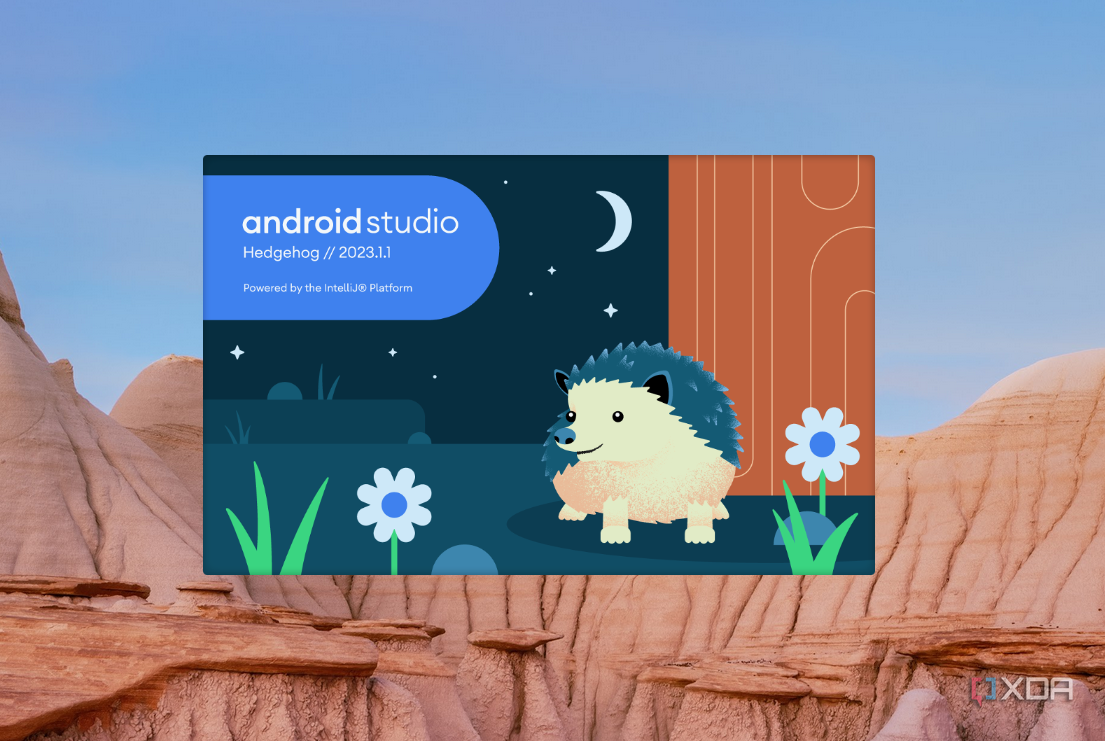 A screenshot of the Android Studio splash screen on a ChromeOS desktop