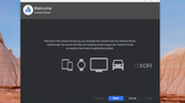 A screenshot of the welcome screen for Android Studio running on ChromeOS with options to choose how to develop apps