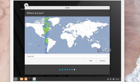 A screenshot of the proccess of choosing a region in Linux Mint