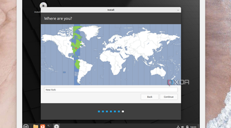 A screenshot of the proccess of choosing a region in Linux Mint