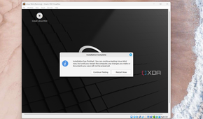 A screenshot of restarting a Linux VirtualBox with Linux Mint