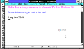 Screenshot of Microsoft Word in Windows 2.0