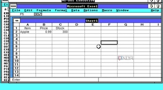 Screenshot of Microsoft Excel in Windows 2.0