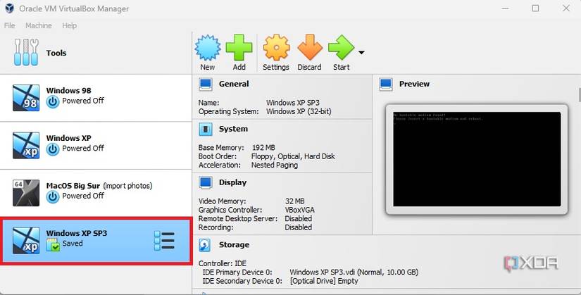 Install Windows XP in VirtualBox on Windows 11