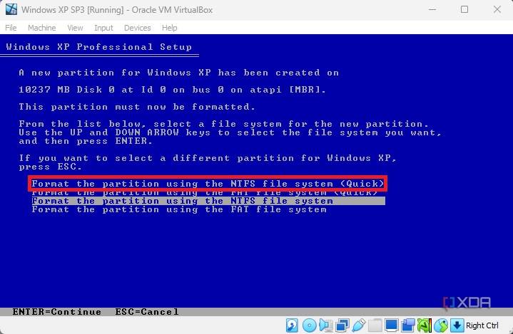 Format the unpartitioned space with NTFS