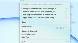 A clipboard history on macOS with CopyClip.