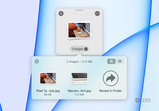 Multiple files stored in a Dropover shelf.
