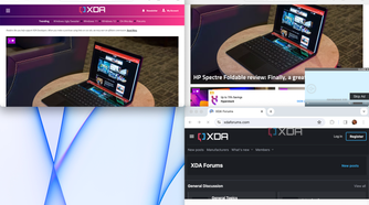 Web browser windows snapped in macOS with BetterSnapTool.