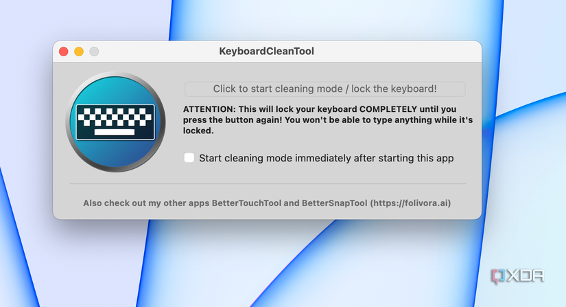 The only dialog window in KeyboardCleanTool.