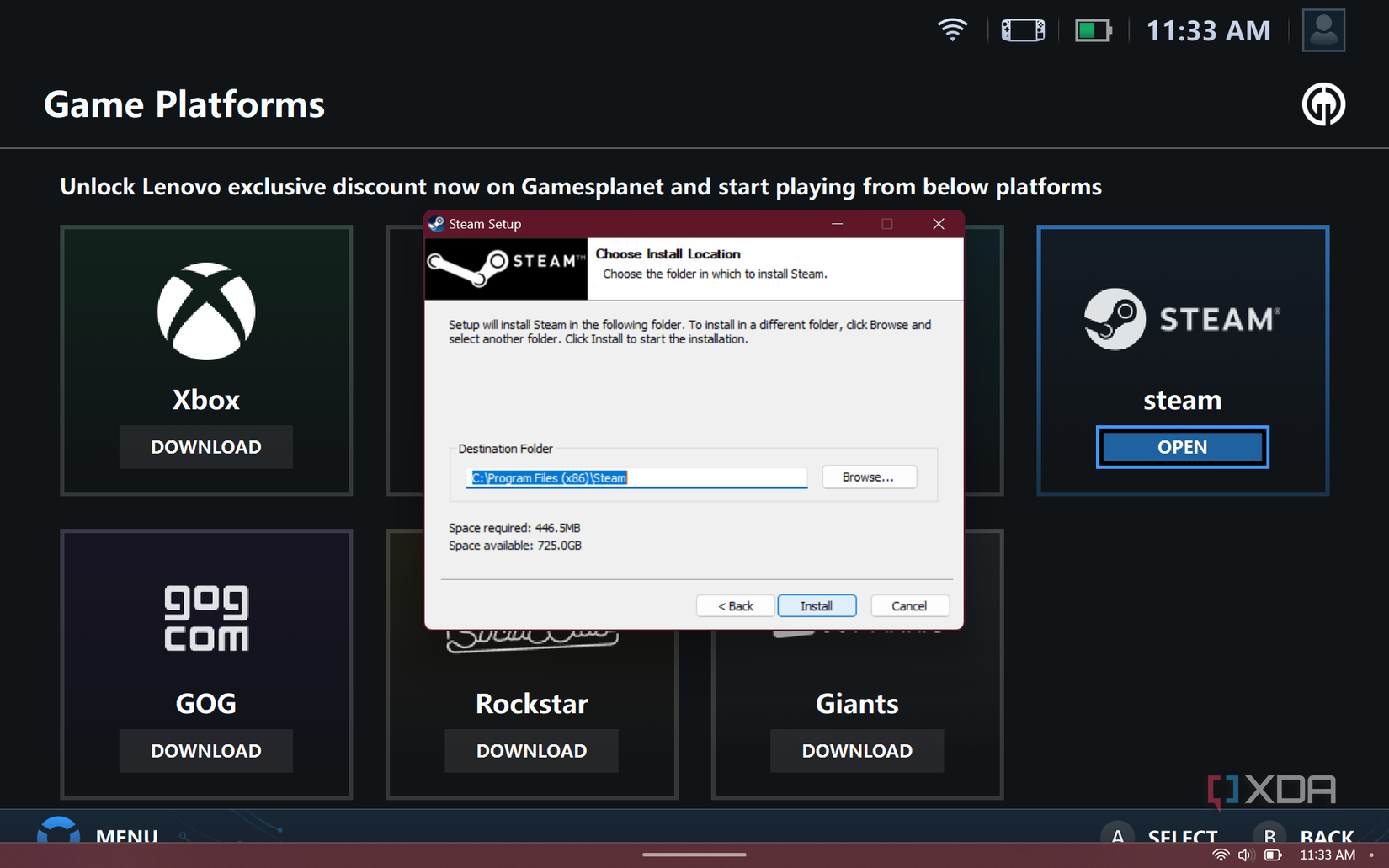 How to run Steam on your Lenovo Legion Go