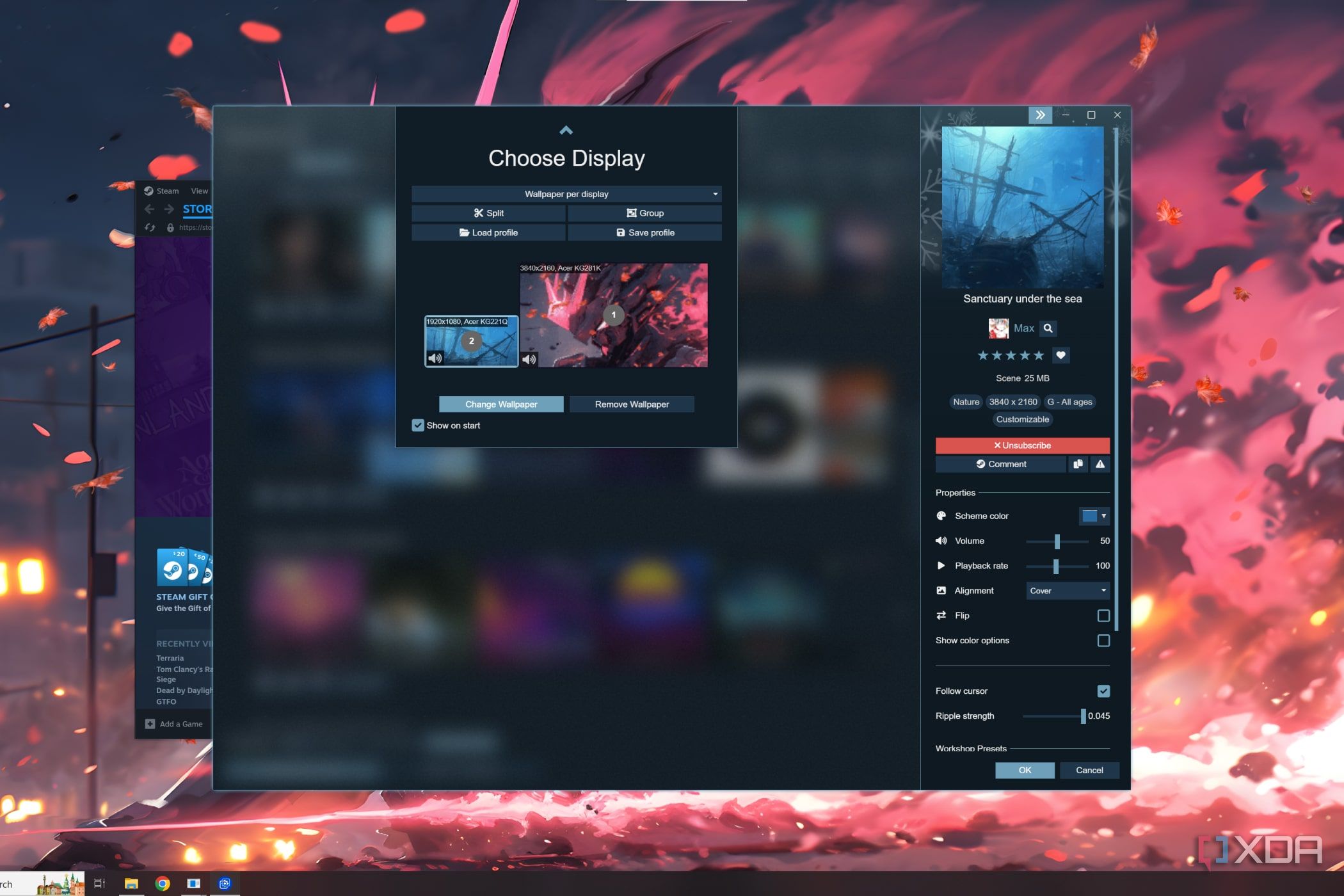 A screenshot of a desktop running Wallpaper Engine