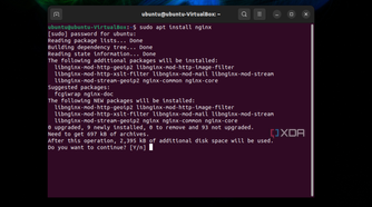 A screenshot of the command to sudo apt install nginx on Ubuntu