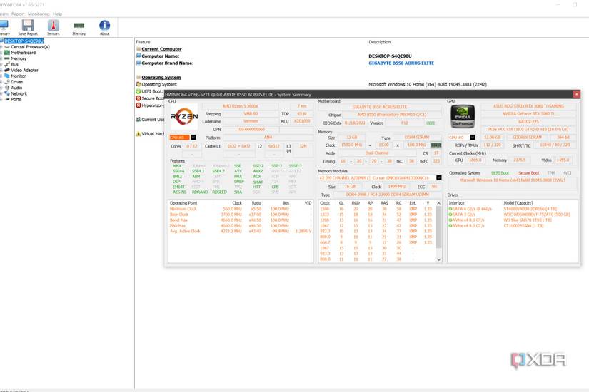 A screenshot of HWiNFO64