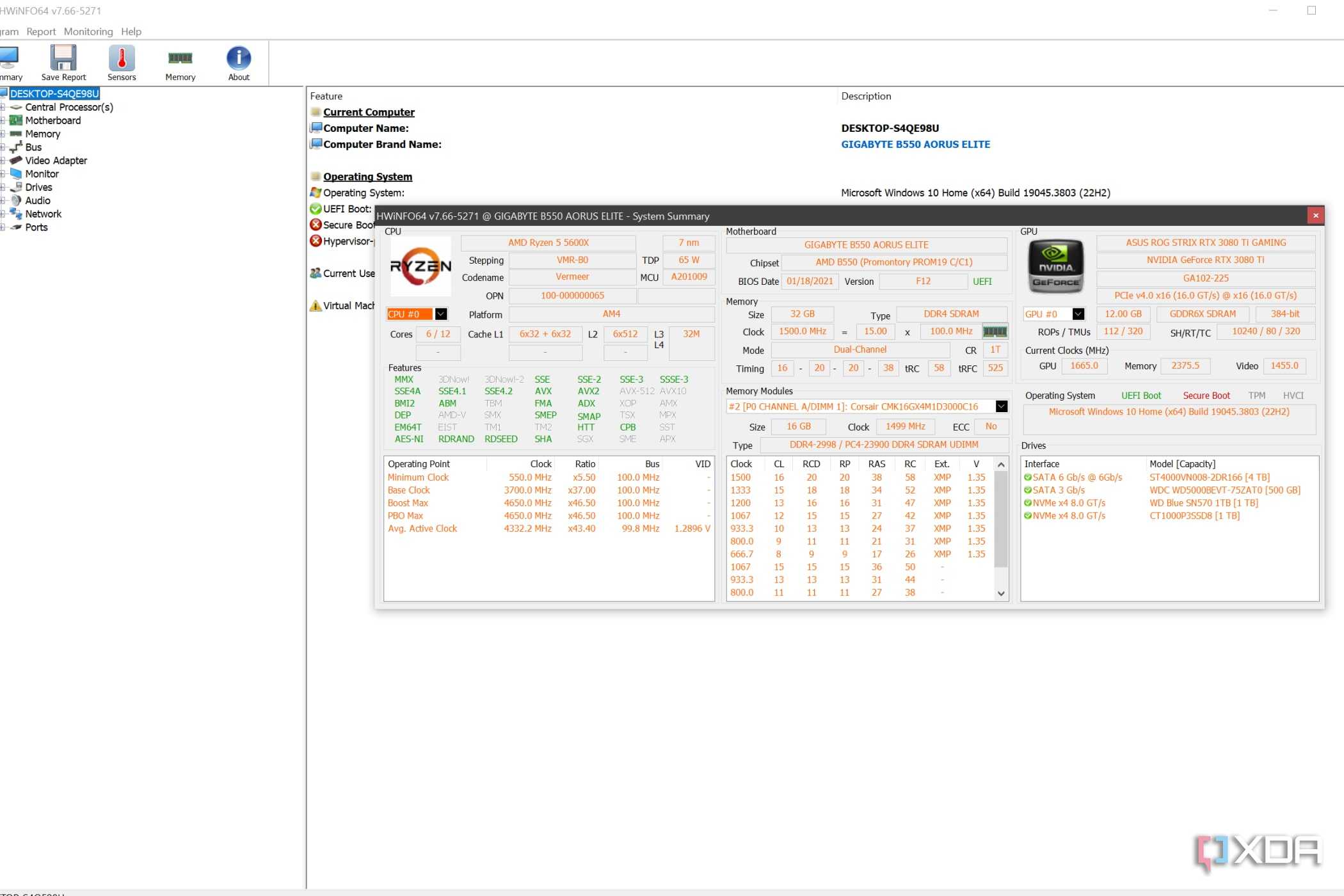 A screenshot of HWiNFO64