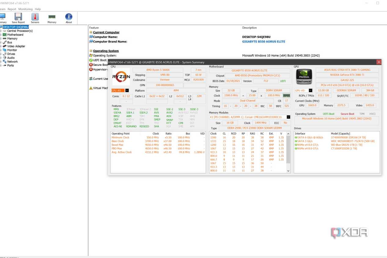 A screenshot of HWiNFO64