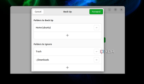 A screenshot of the initial screen for picking folders in the backup utility on Ubuntu