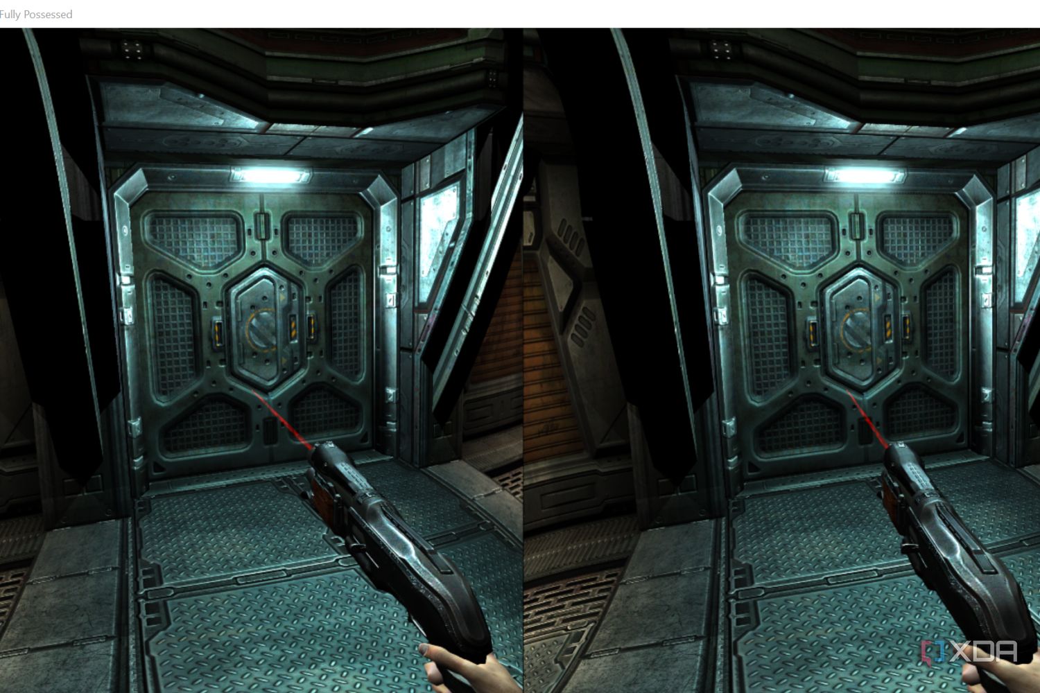 A screenshot of modded Doom 3 running on the Meta Quest 2 