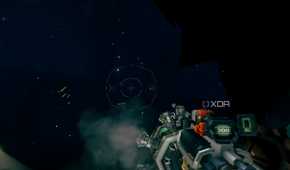 A screenshot of Deep Rock Galactic running on the Meta Quest 2